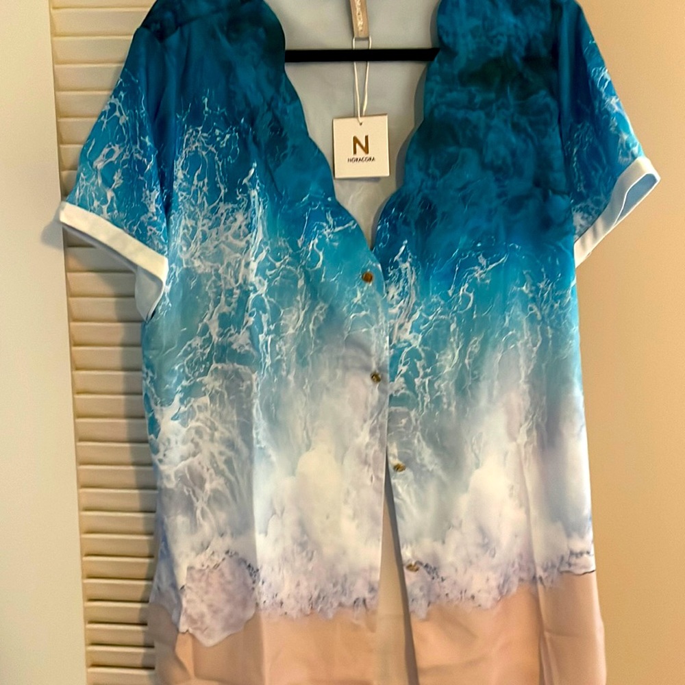 NWT- button down beach vibe lightweight top